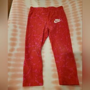 Nike 2t Red and Pink Patterned Girls' Leggings